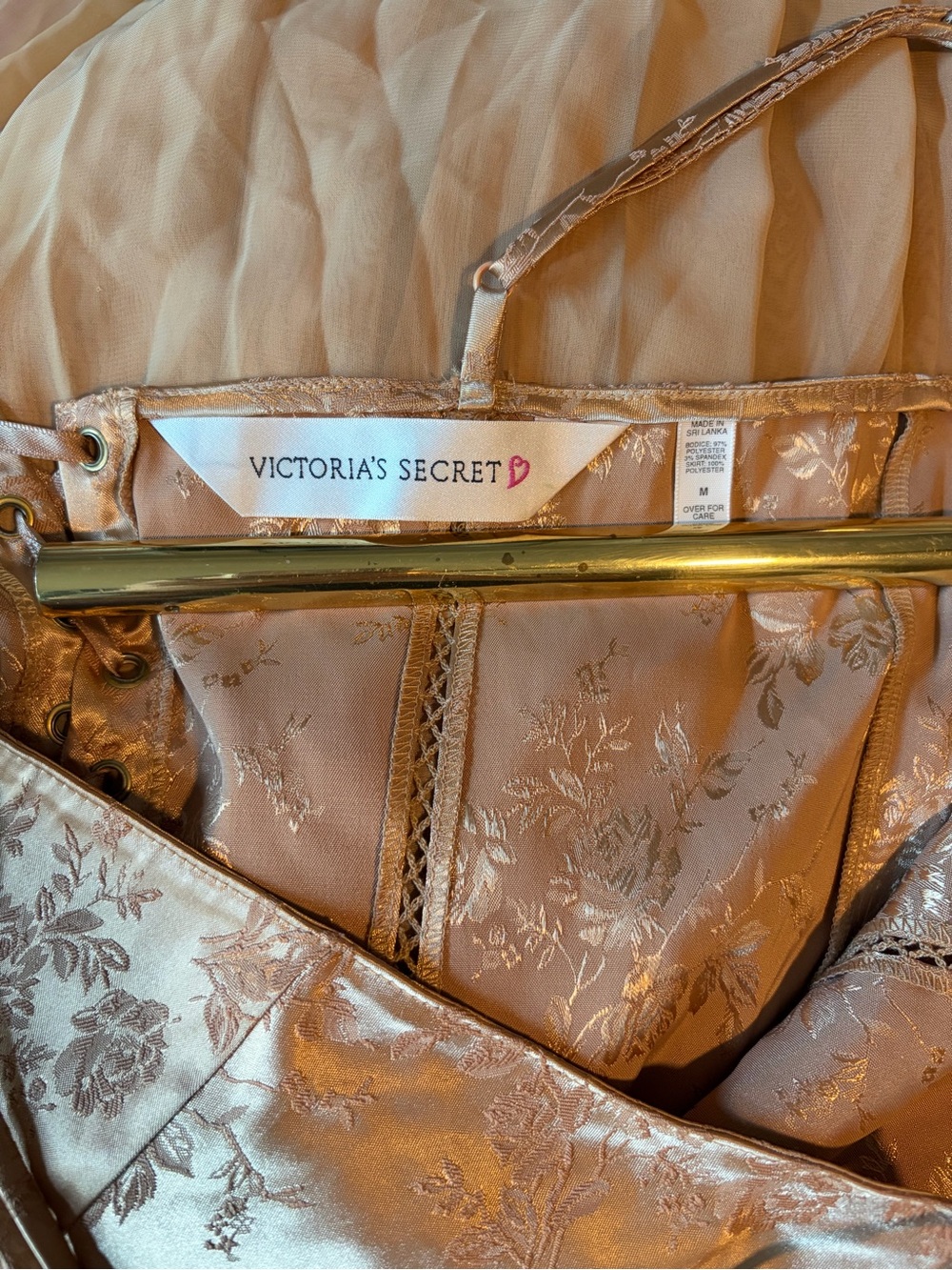 Victoria's Secret Gold Satin & Chiffon Lace-up Corset Maxi Dress - Picture 4 of 8